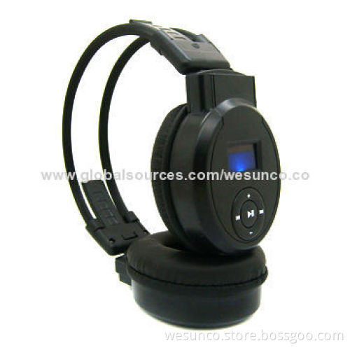 Wireless Headphones with FM Radio Function and MP3 Player Mode by T-Flash or SD Card